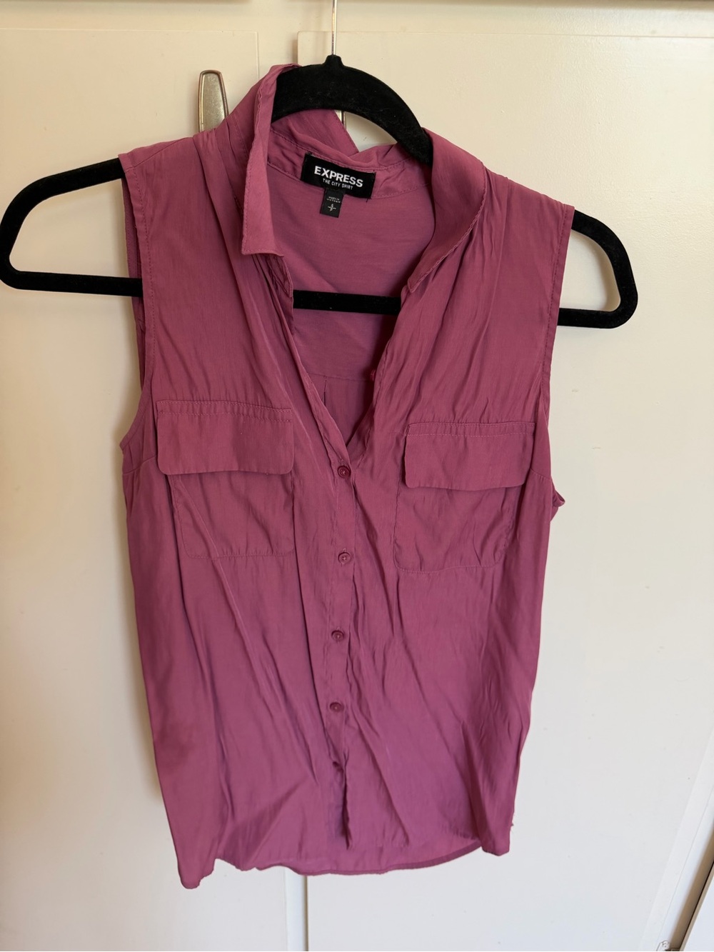 Express Mauve Pink Sleeveless Button-Front Utility Shirt